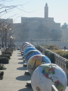 Church tower and globes